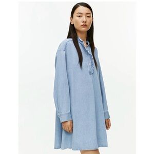 Arket Denim Mini Dress / Size 36 / Small / Light Blue Frills Flowy Oversized